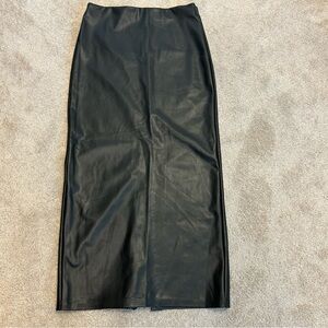 dynamite black leather midi maxi pencil skirt back slit Sz L NWT brand new